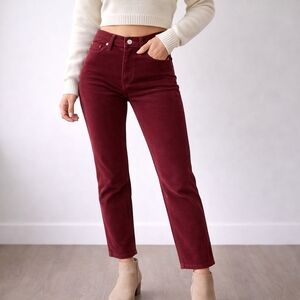 Levi's Wedgie Straight Corduray Pants-Burgundy High Rise-Size 27